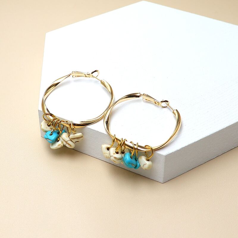 

Stone Tassel Drop Earrings, Gold
