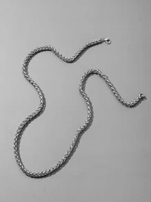 時尚流行男士簡約扭鏈項鍊不銹鋼珠寶禮物和時尚外觀 - 銀色 - 查看 2