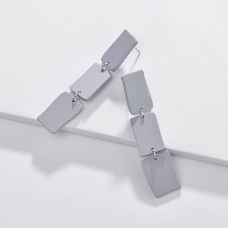 

Geometric Drop Earrings, Grey
