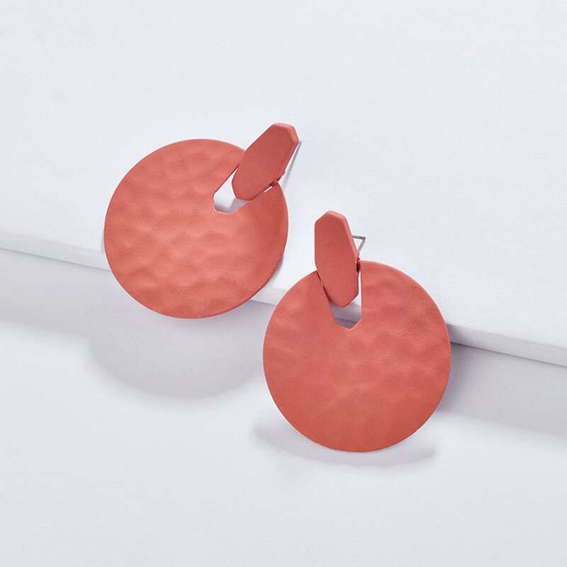 

Round Drop Earrings, Red