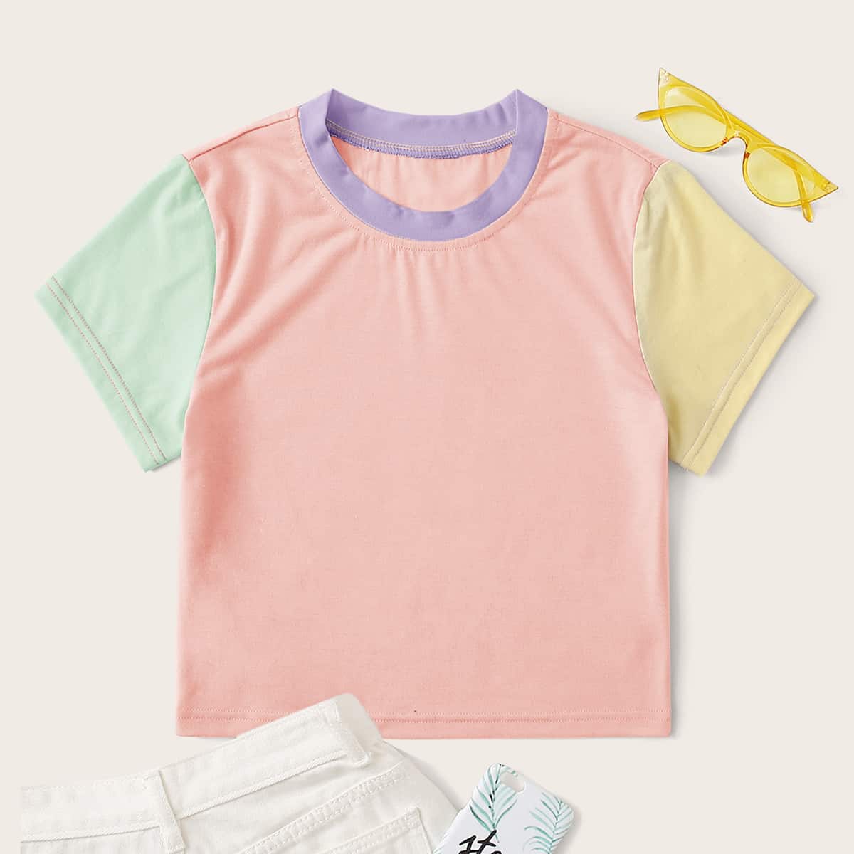 

Colorblock Crop Top, Multicolor