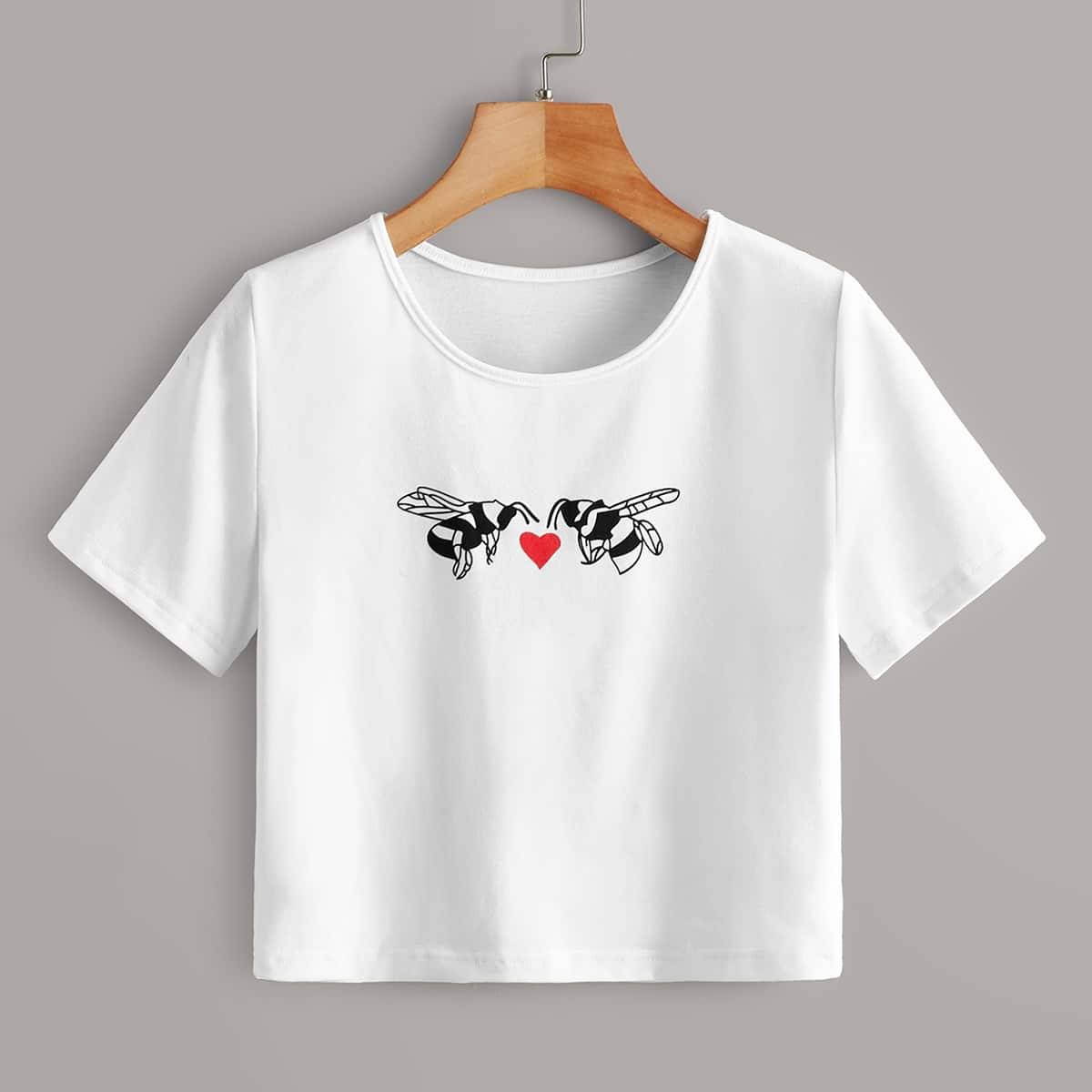 

Bee & Heart Graphic Tee, White