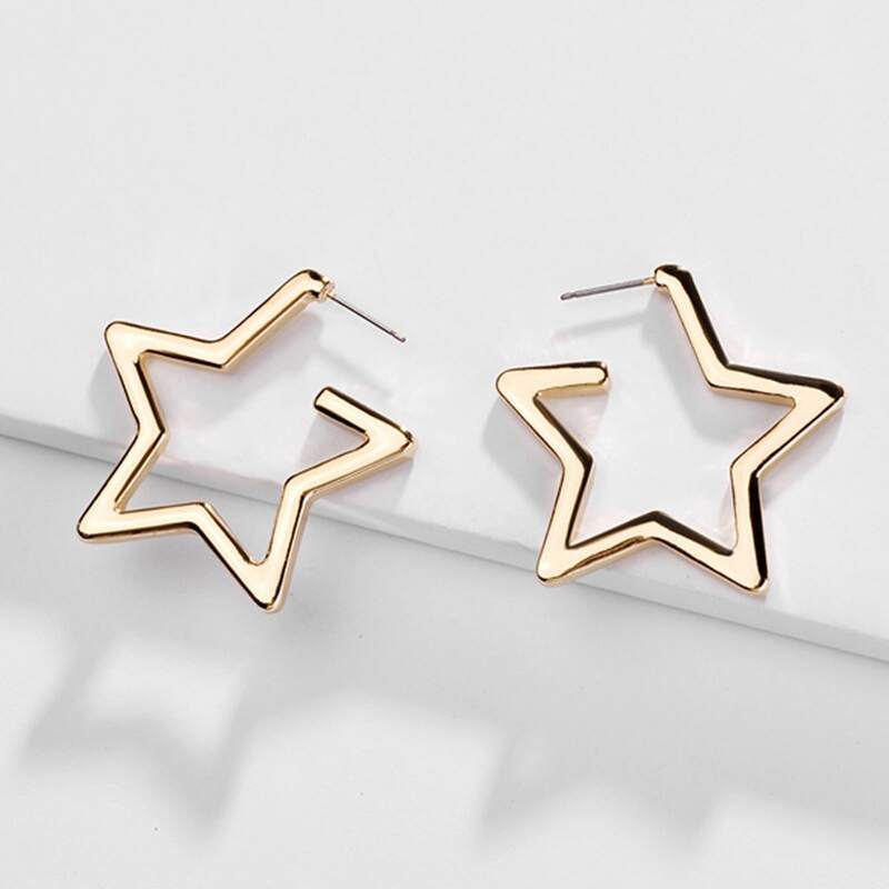 

Star Cuff Hoop Earrings, Gold