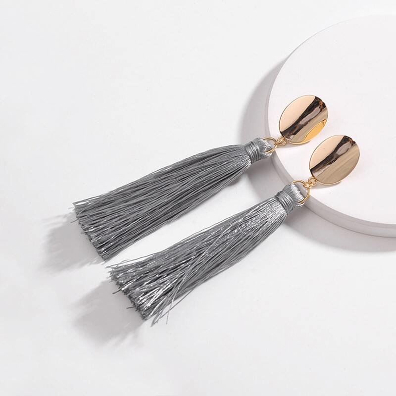 

Tassel Drop Earrings, Grey