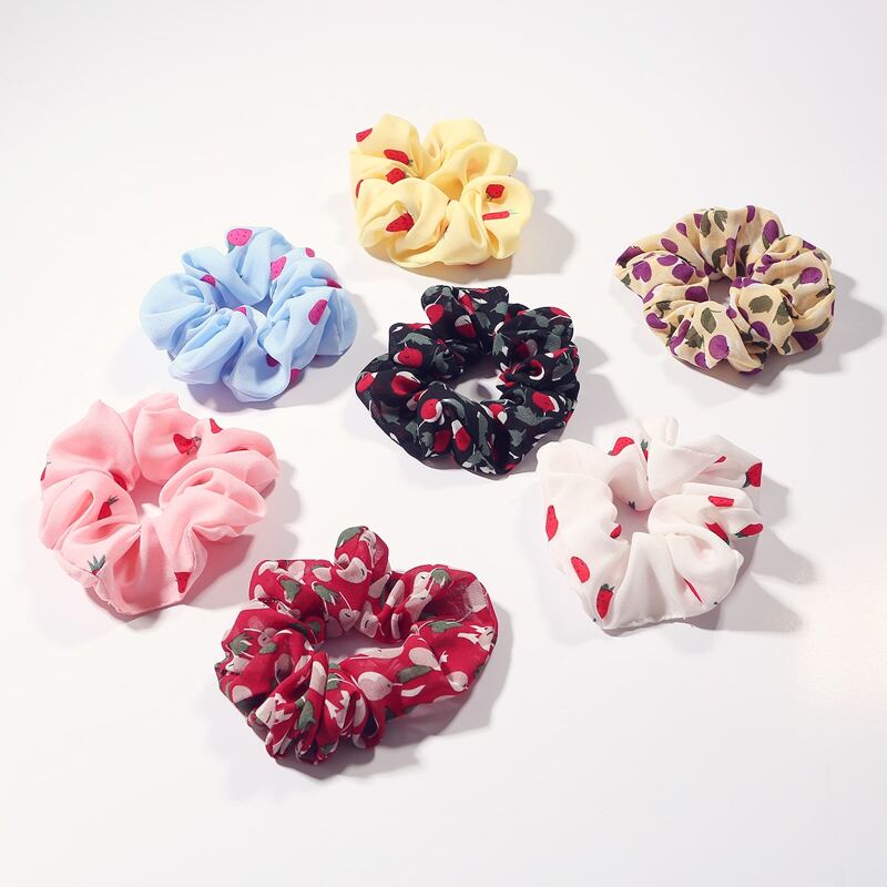 

7pcs Fruit Pattern Scrunchie, Multicolor