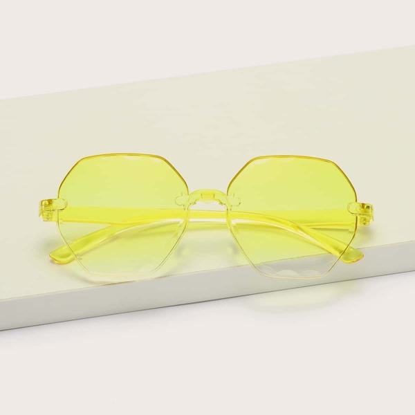 

Rimless Polygon Frame Sunglasses, Yellow