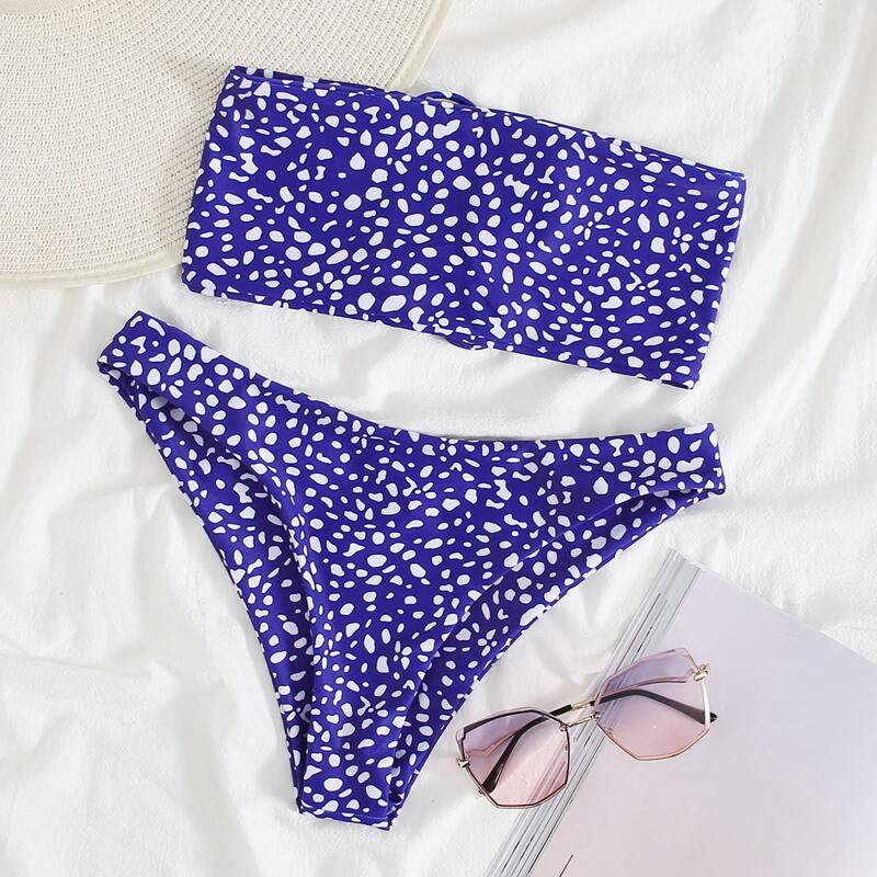

Dalmatian Lace-up Back Bandeau Bikini Swimsuit, Purple