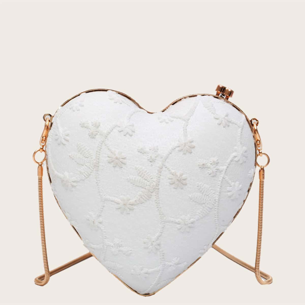 

Heart Shaped Chain Crossbody Bag, White