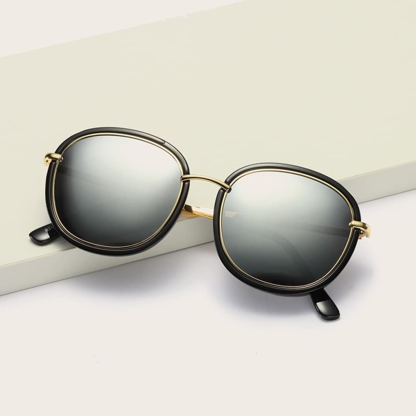 

Round Frame Sunglasses, Black