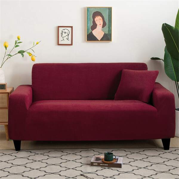 

Solid Stretchy Sofa Cover Without Cushion Cover, Red