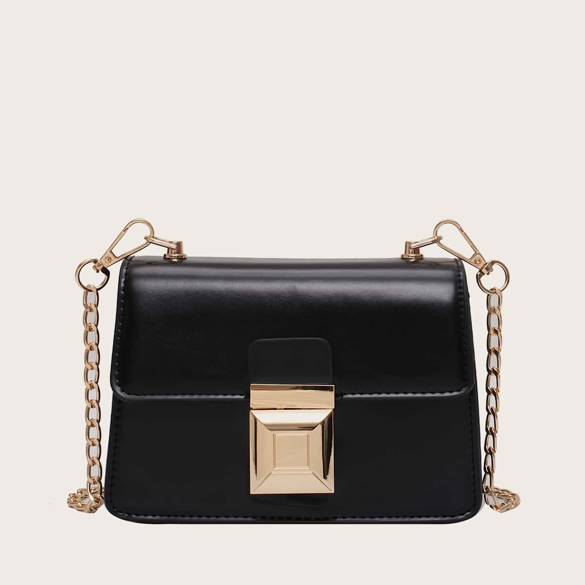 

Minimalist Flap Chain Crossbody Bag, Black