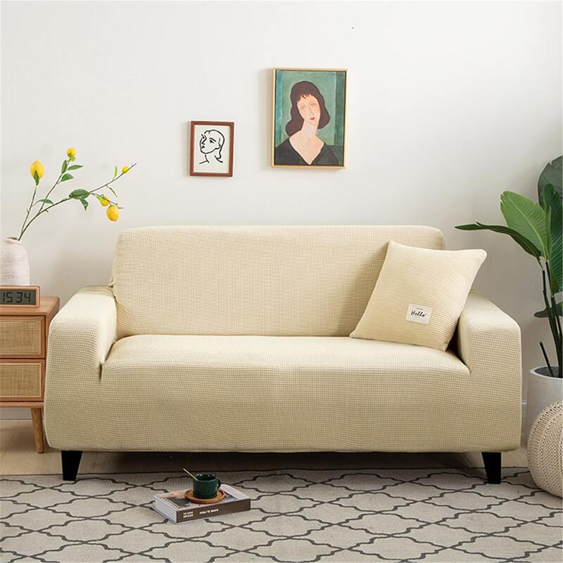 

Solid Stretchy Sofa Cover Without Cushion Cover, Beige