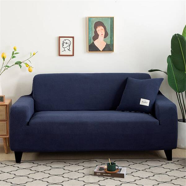 

Solid Stretchy Sofa Cover Without Cushion Cover, Navy blue