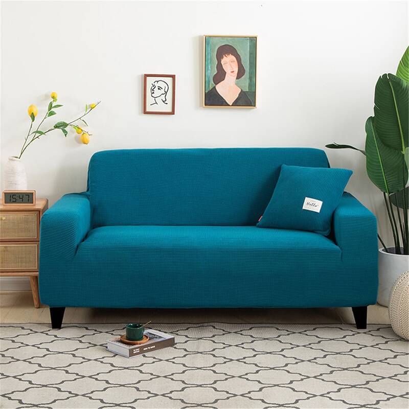 

Solid Stretchy Sofa Cover Without Cushion Cover, Blue