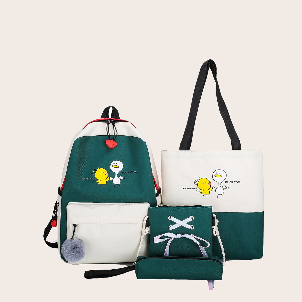 

4pcs Cartoon Graphic Bag Set, Multicolor