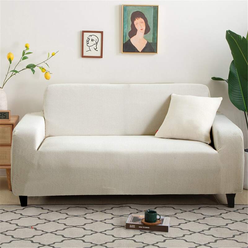 

Solid Stretchy Sofa Cover Without Cushion Cover, White