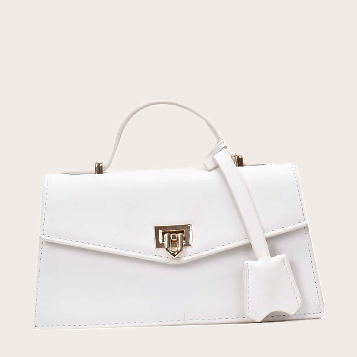 

Minimalist Flap Satchel Bag, White