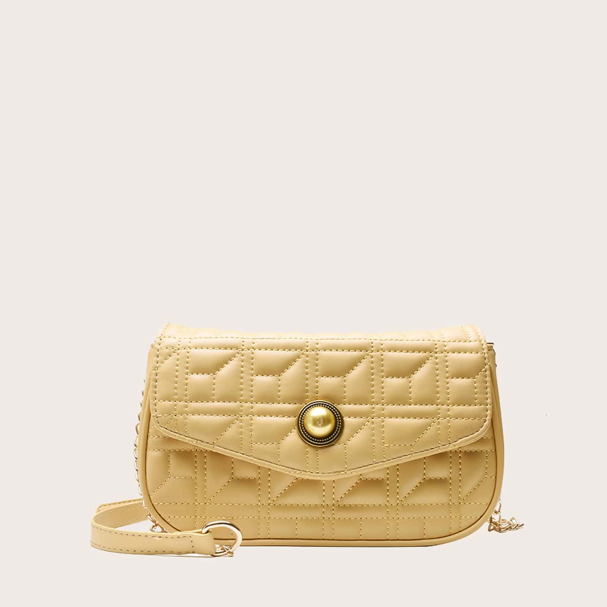 

Plain Flap Crossbody Bag, Yellow