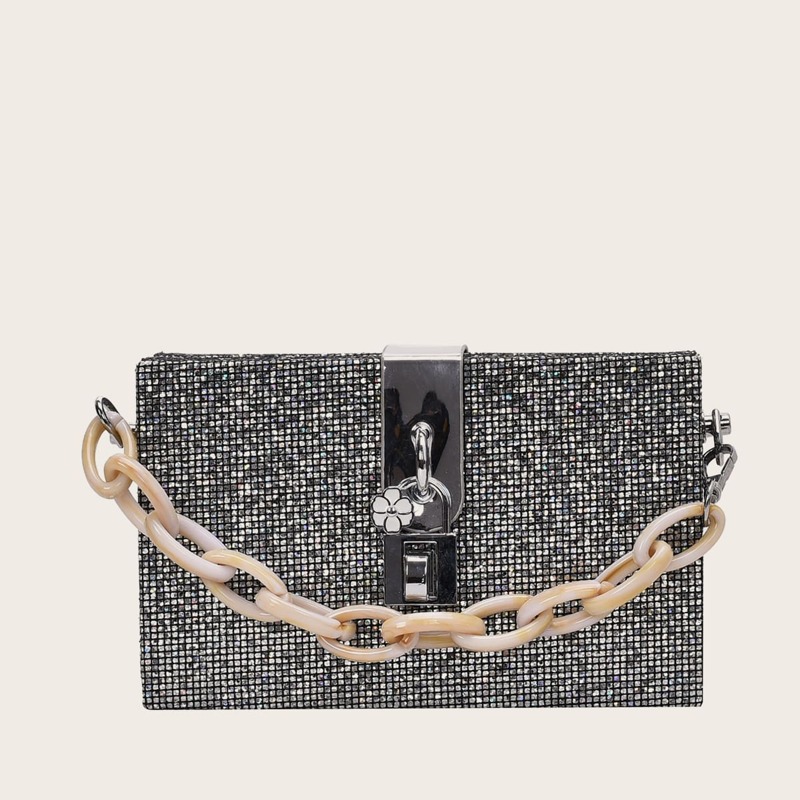 

Rhinestone Decor Crossbody Bag, Silver