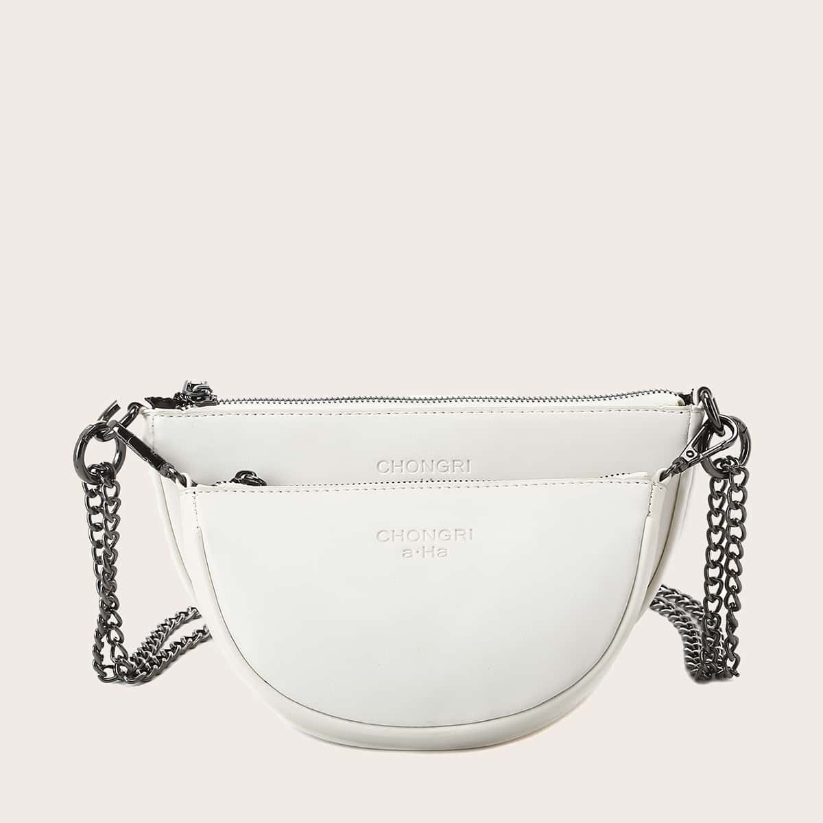 

2pcs semicircle Shaped Crossbody Bag, White