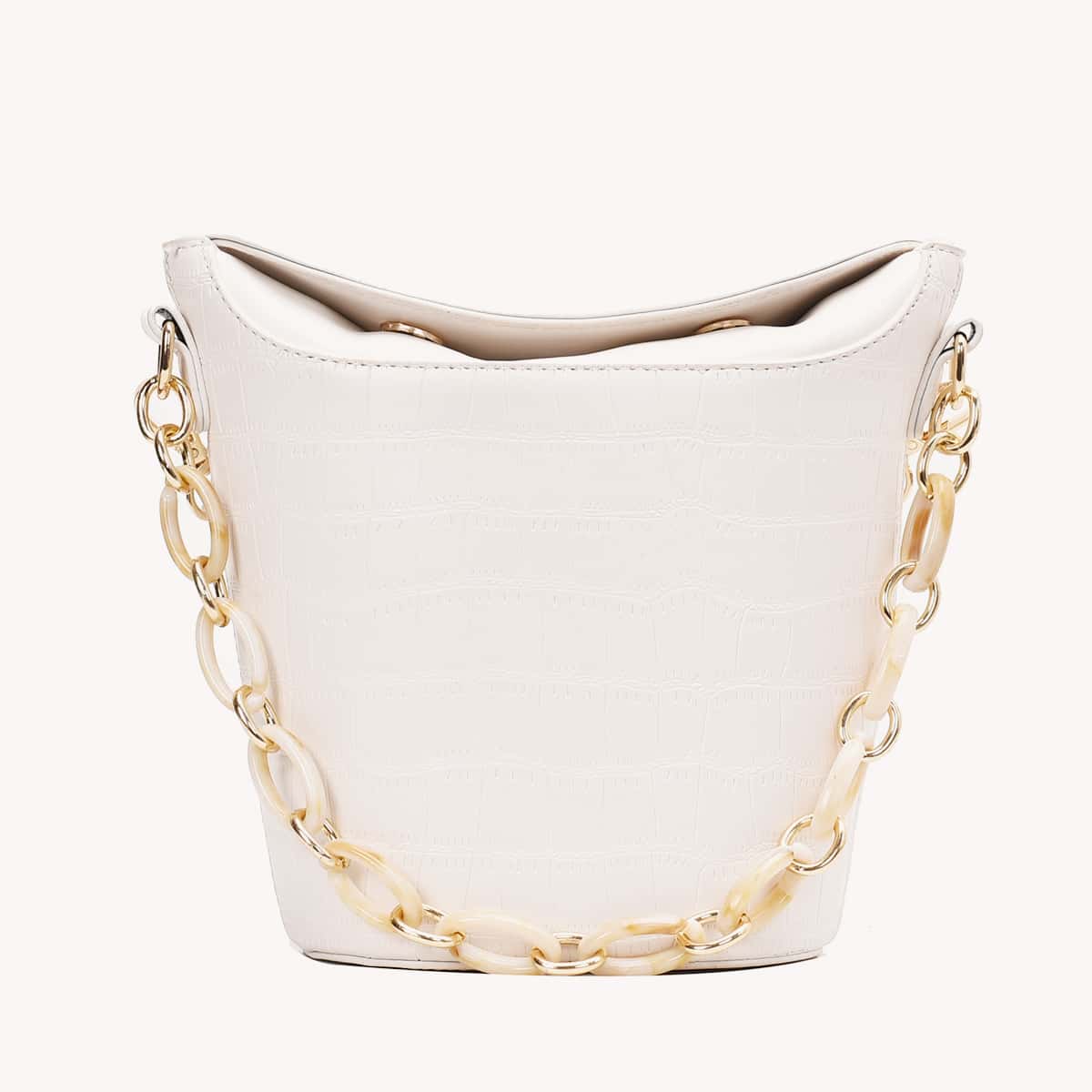 

Croc Embossed Bucket Bag, White