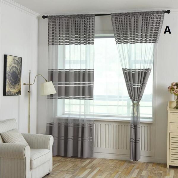 

1pc Striped Clear Curtain, Multicolor