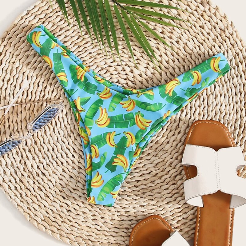 

Banana Print High Cut Bikini Panty, Green