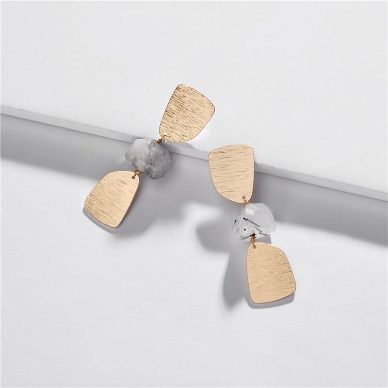 

Natural Stone Drop Earrings, Grey