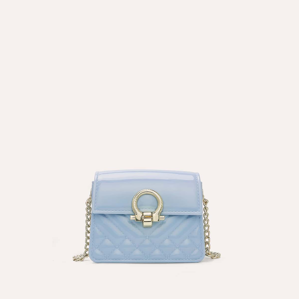 

Mini Quilted Chain Crossbody Bag, Gray blue