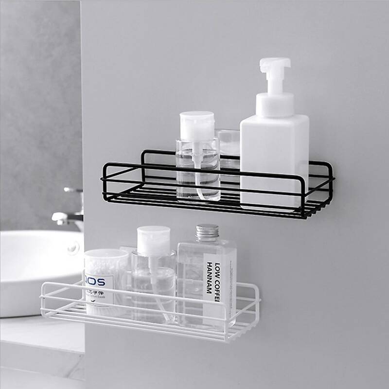 

1pc Wall Mounted Storage Rack, Black and white