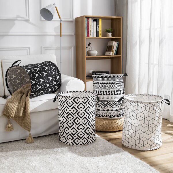 

1pc Geometric Pattern Storage Basket, Black and white