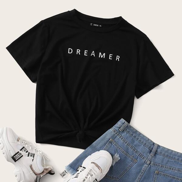 

Plus Letter Graphic Tee, Black