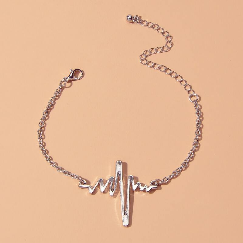 

Heartbeat Chain Bracelet, Silver