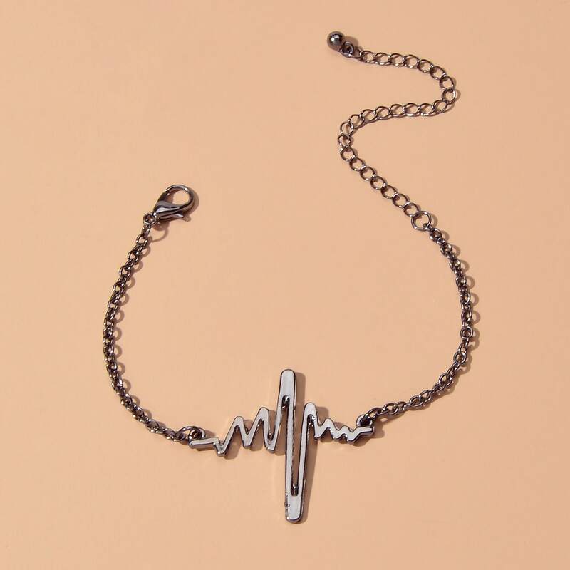 

Heartbeat Chain Bracelet, Black