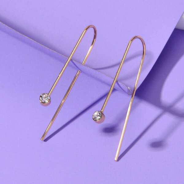 

Rhinestone Long Earrings, Gold