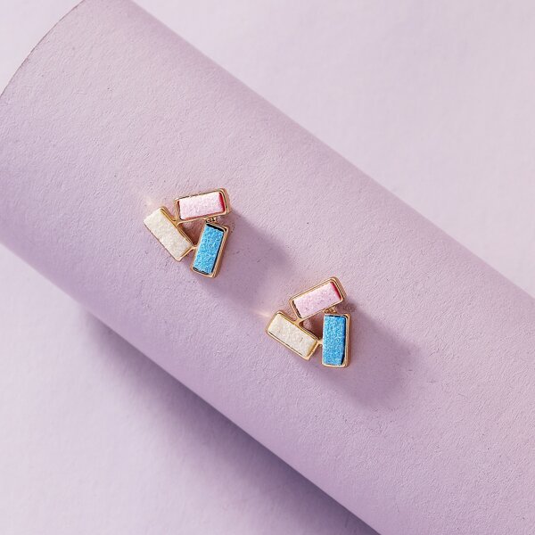 

Geo Shaped Stud Earrings, Multicolor