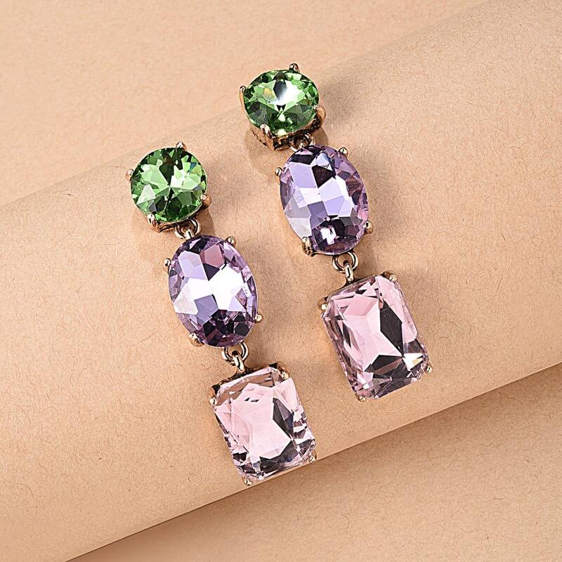 

Gemstone Geometric Drop Earrings, Multicolor