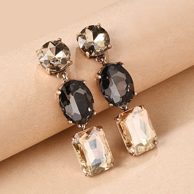 

Gemstone Geometric Drop Earrings, Grey