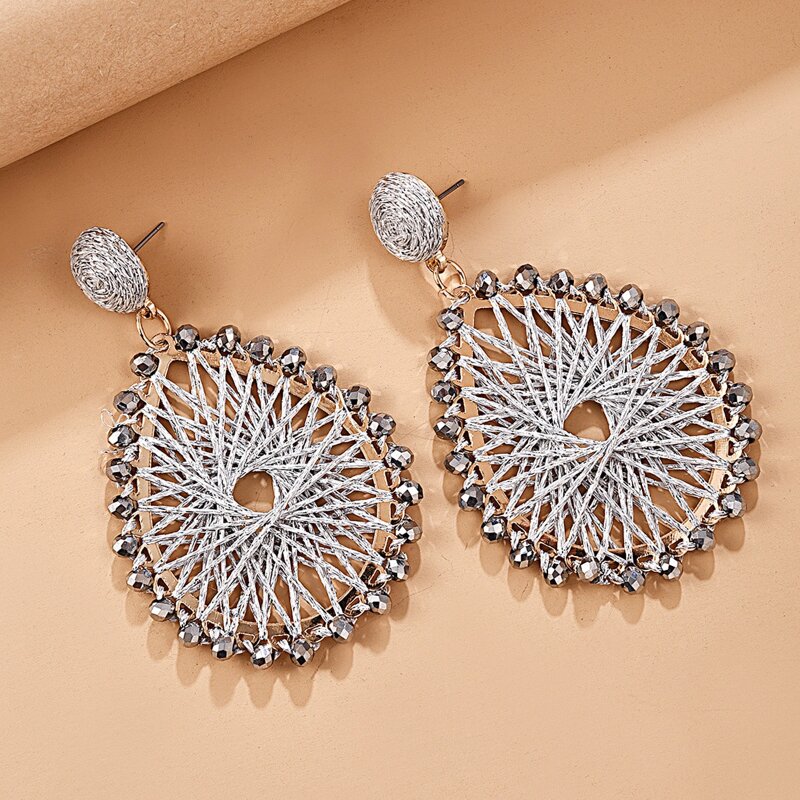 

Thread Winding Water Drop Earrings, Silver