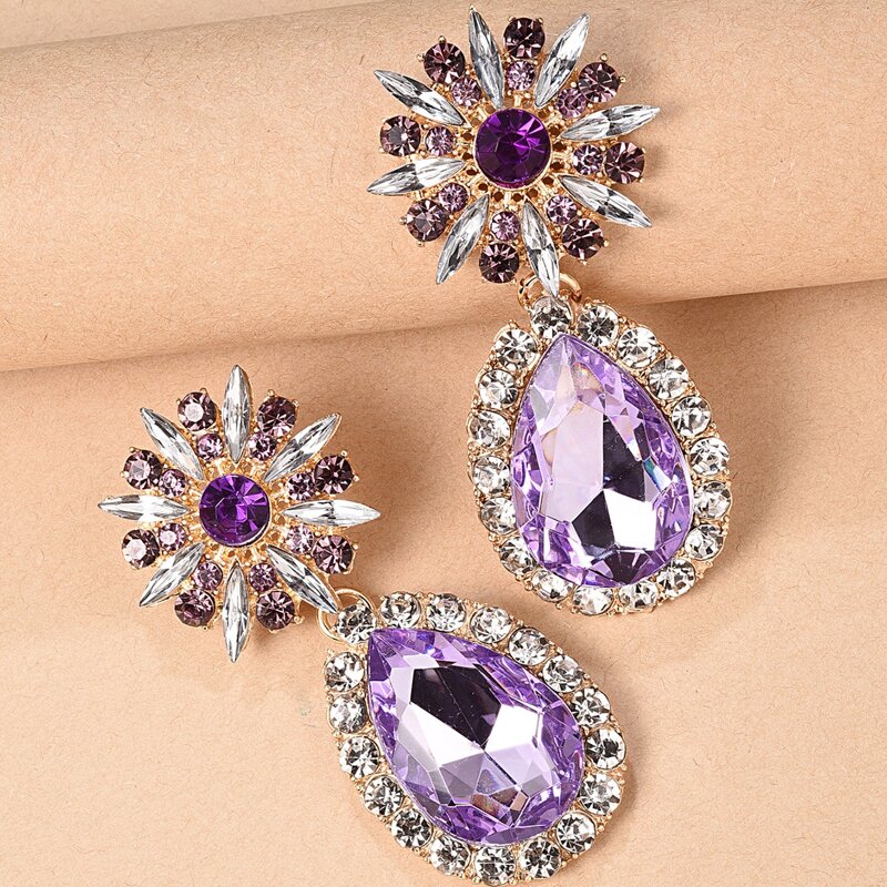 

Gemstone Engraved Water Drop Earrings, Multicolor