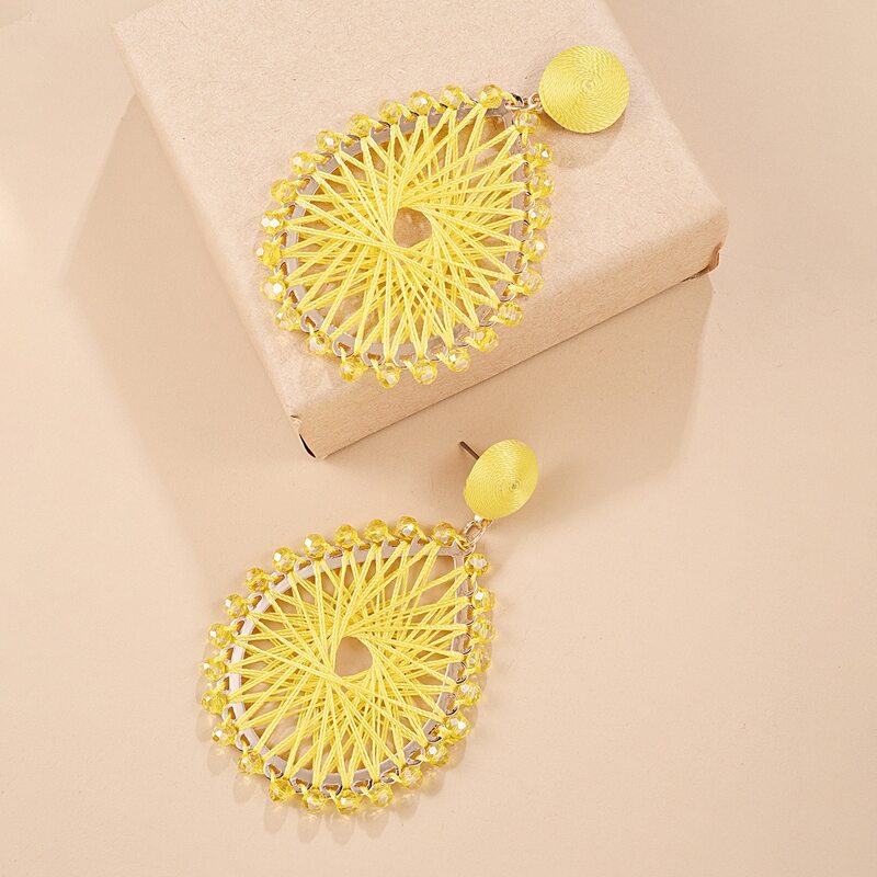 

Thread Winding Water Drop Earrings, Yellow