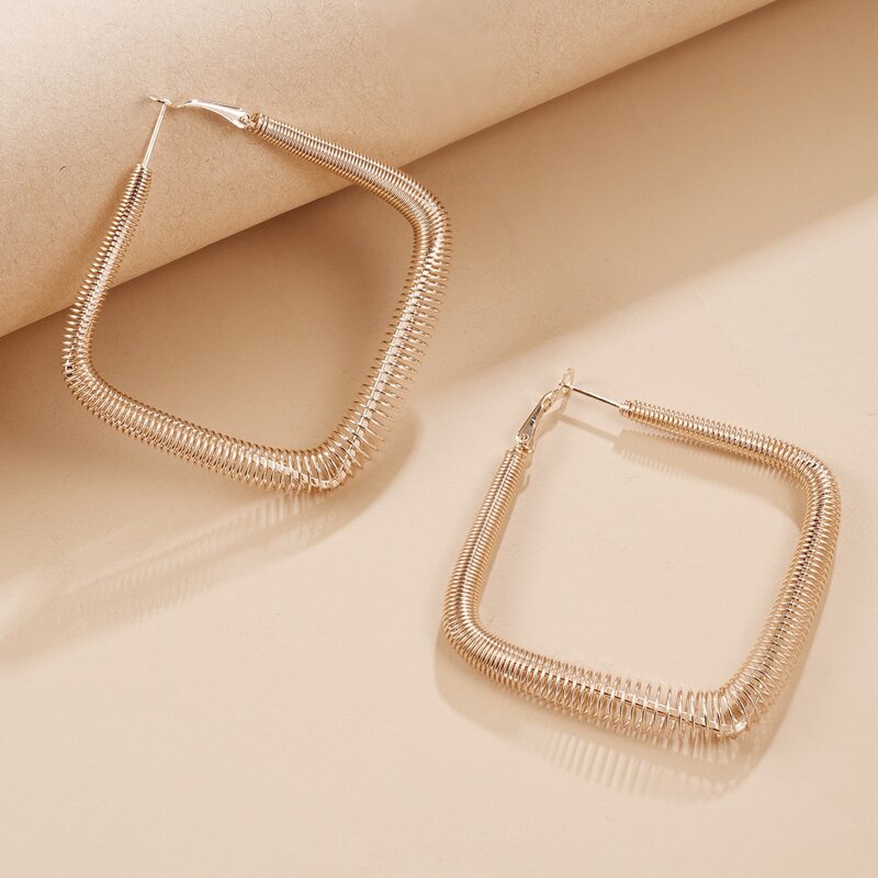 

Metal Square Earrings, Gold