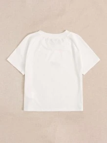 Muchica 字母刺繡羅紋針織短版上衣 - 白色 - 查看 2