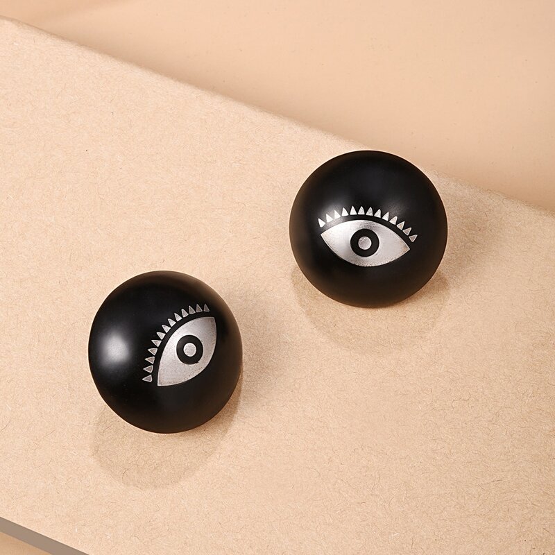 

Eye Pattern Stud Earrings, Black