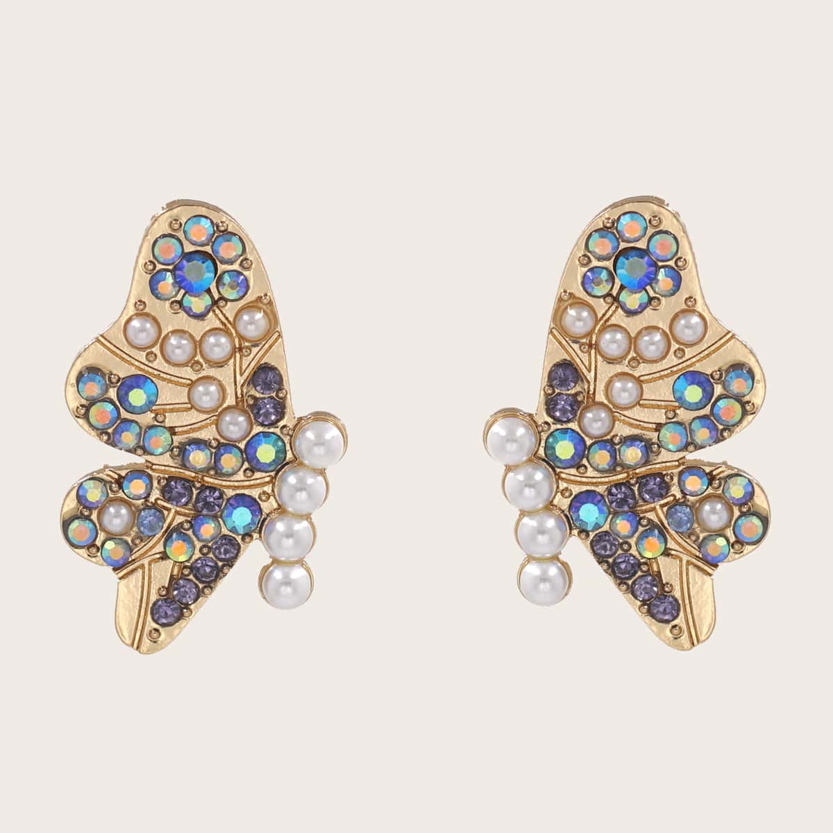 

Rhinestone Butterfly Stud Earrings, Multicolor