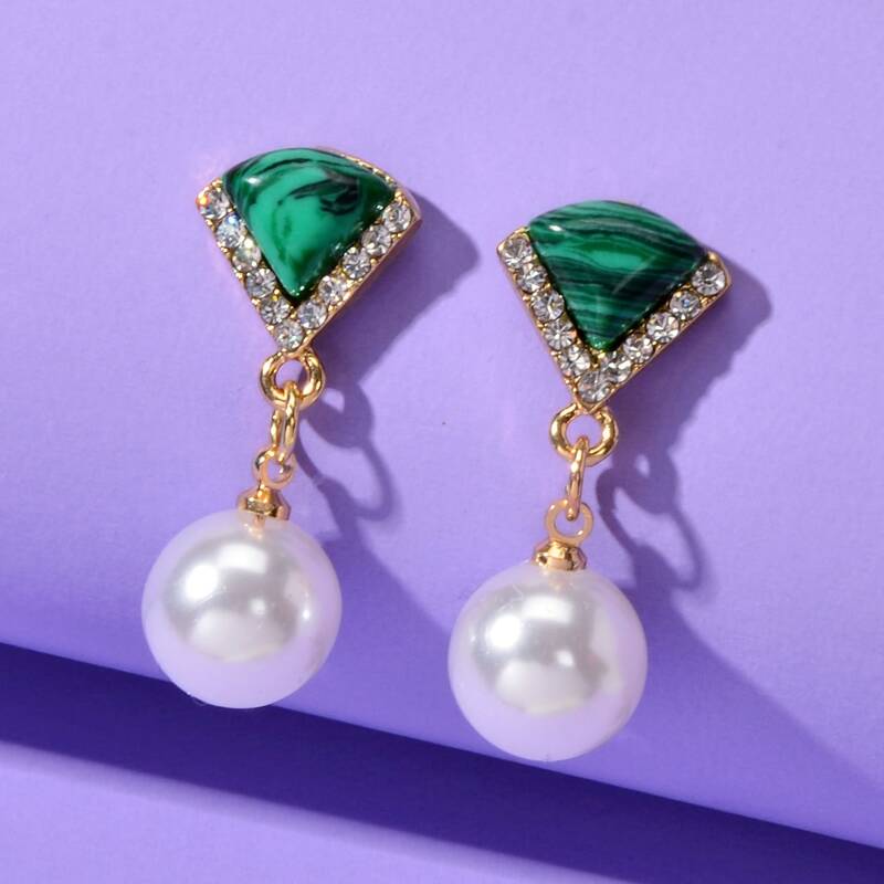 

Rhinestone Faux Pearl Drop Earrings, Multicolor