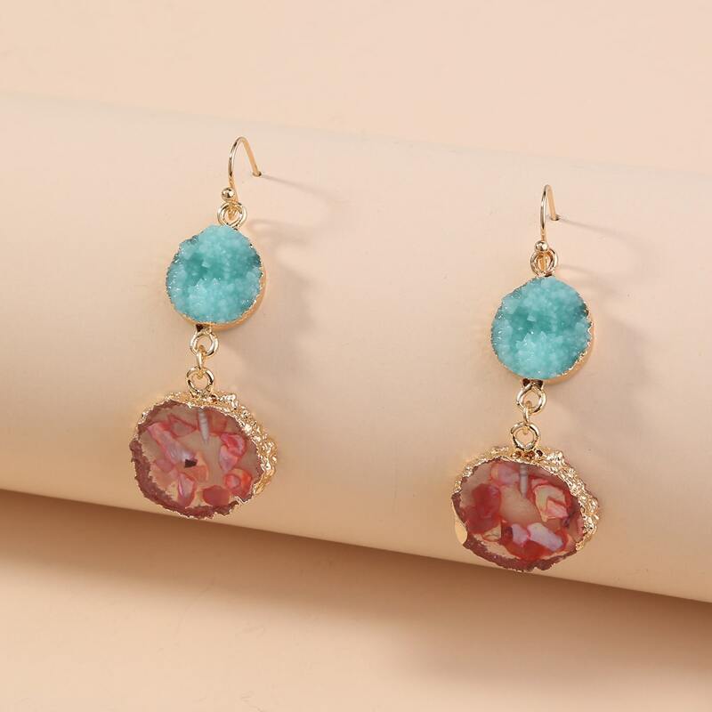 

Color Block Drop Earrings, Multicolor