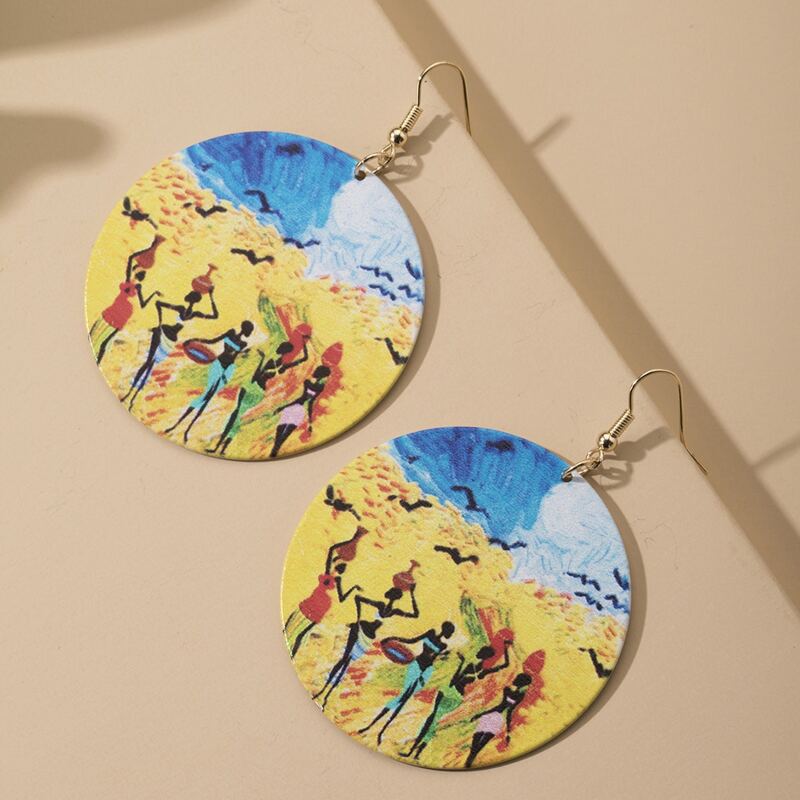 

Figure Graphic Round Drop Earrings, Multicolor