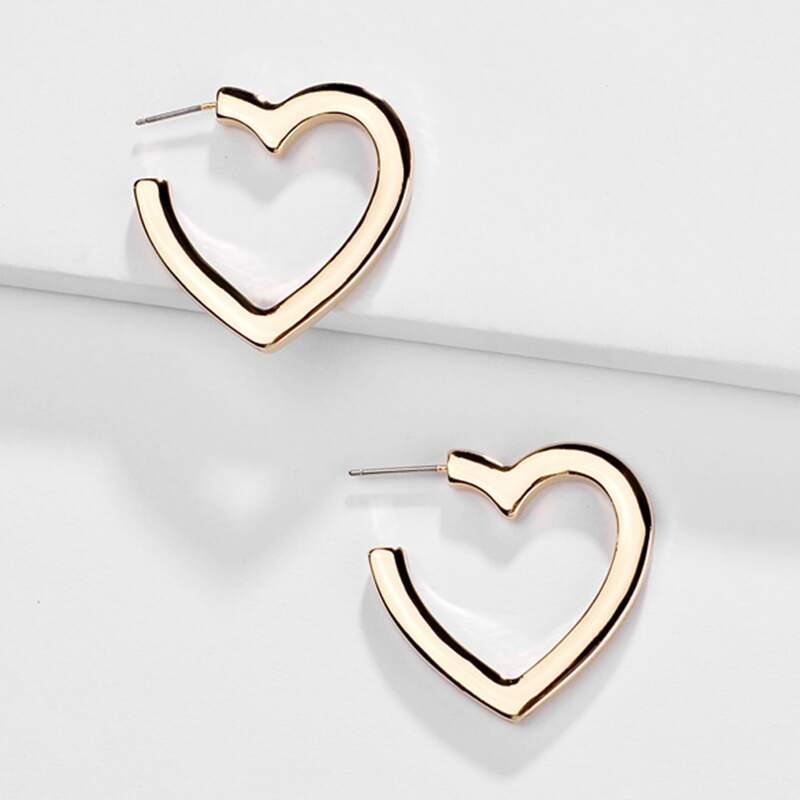 

Heart Cuff Hoop Earrings, Gold