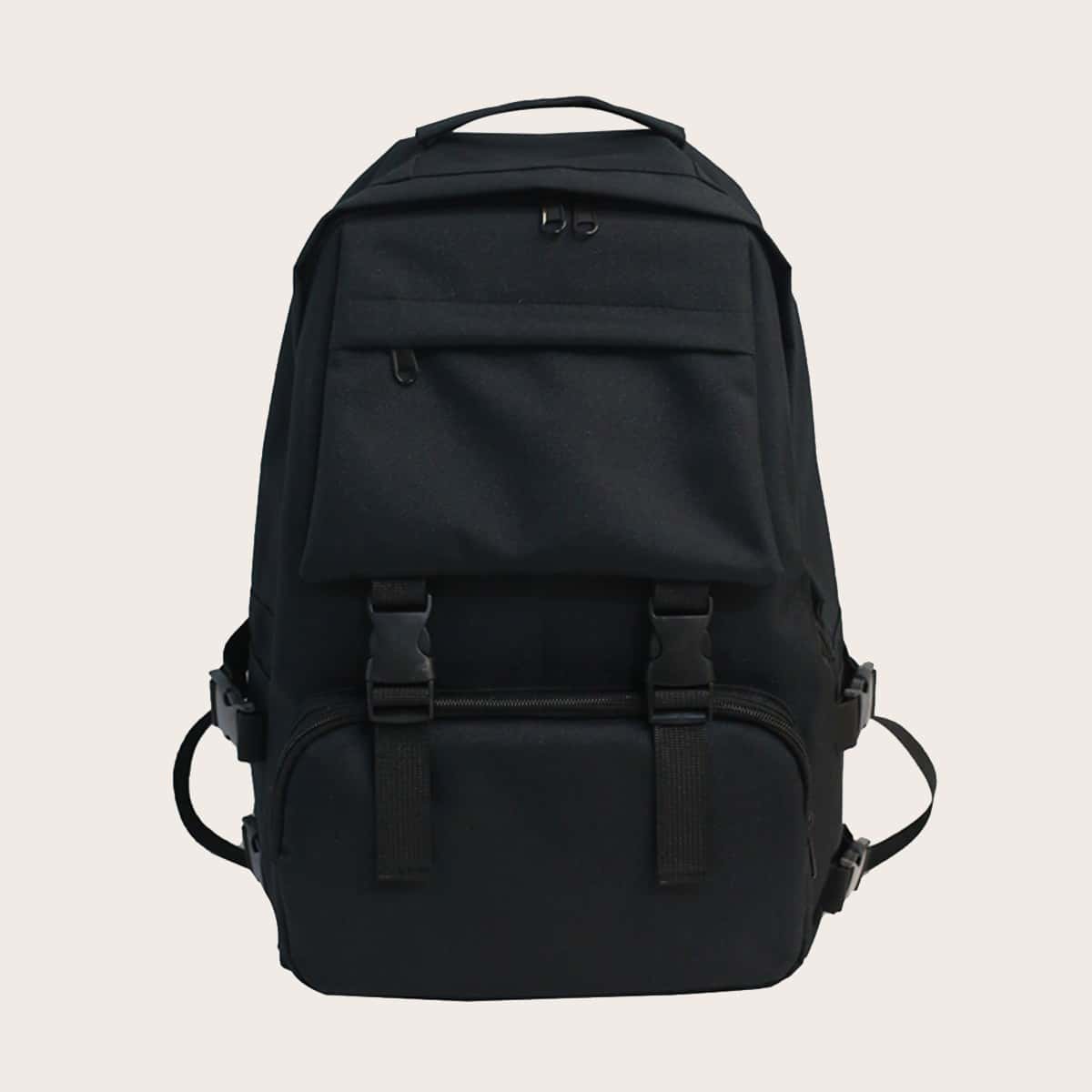 

Guys Release Buckle Decor Backpack, Black